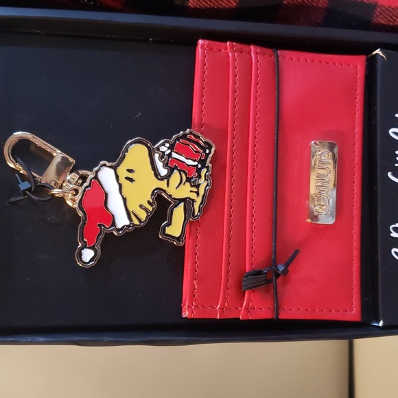 PEANUTS red black Buffalo check mini Backpack wallet keychain 3 pc gift NWT - Picture 5 of 7
